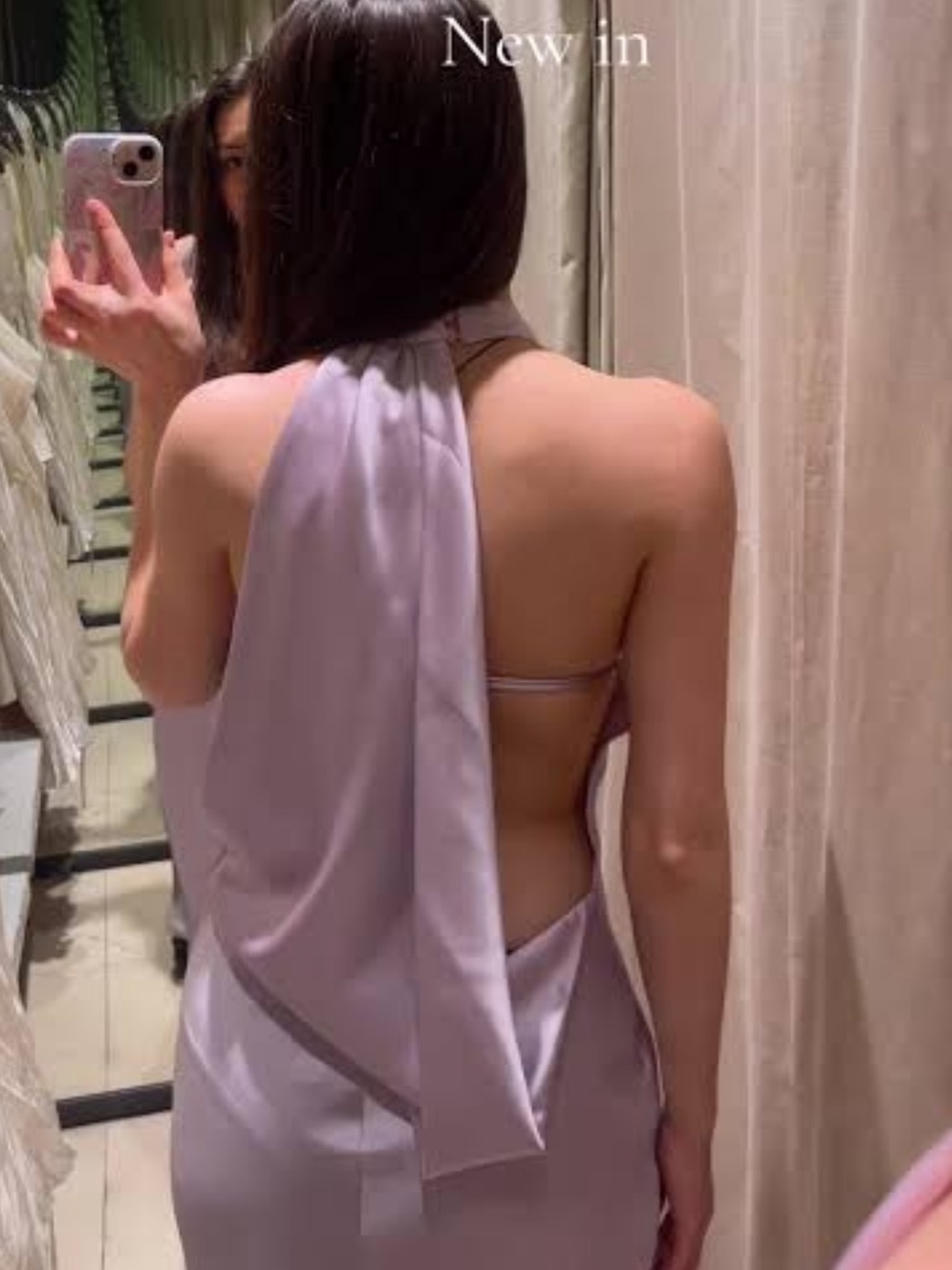 Zara Open-Back Halter Satin Maxi Dress - Lavender - Picture 5 of 7